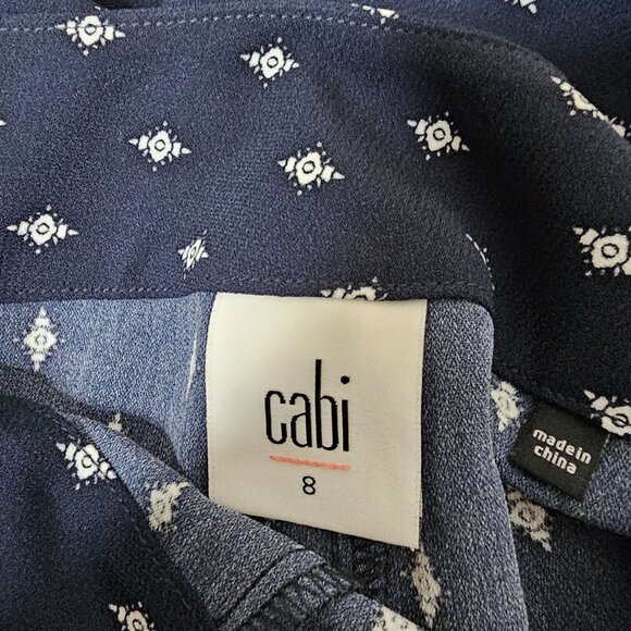 Cabi 8 Blue Trouser Pants Paisley High Rise Wide Leg  5176 Office Career Boho - Picture 7 of 10